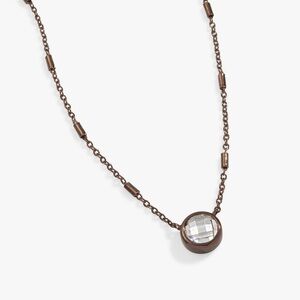 Alex and Ani Crystal Bezel Shiny Chocolate Adjustable Chain Necklace